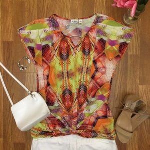 Cato Printed Short Sleeve Top